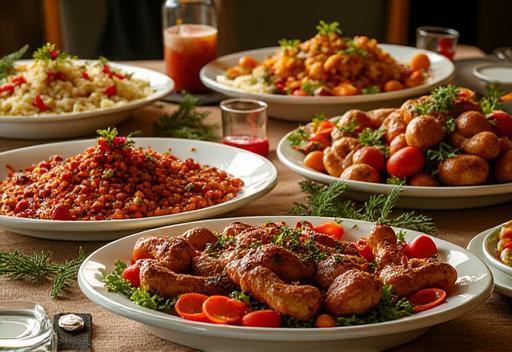 Event catering setup with Turkish dishes