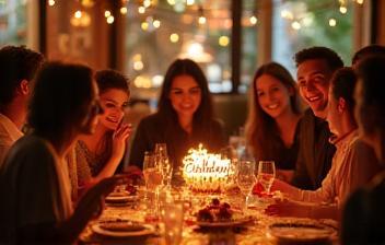 Guests celebrating a birthday