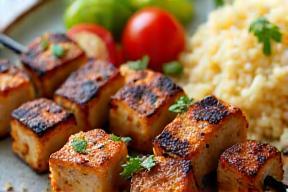 Chicken shish kebab with rice pilaf